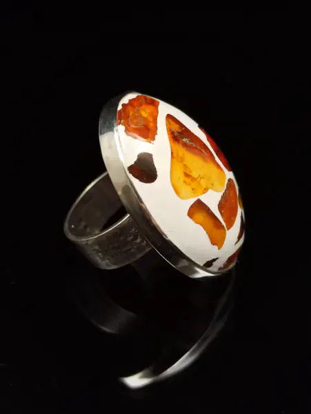 Baltic Amber Resin Mosaic Ring